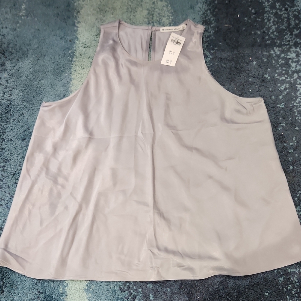 Abercrmbie Women's Sleeveless Top in Light Gray Size L